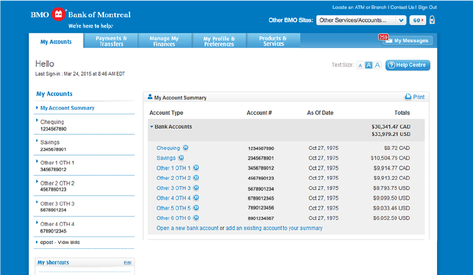 Pay Bills Online Ways To Bank Bmo - select the payments transfers tab at the top of the my accounts page