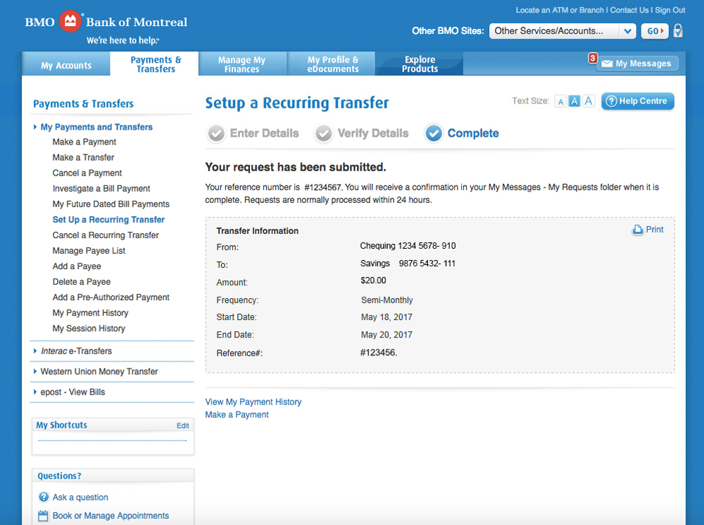 Transfer Money Online Ways To Bank Bmo - 